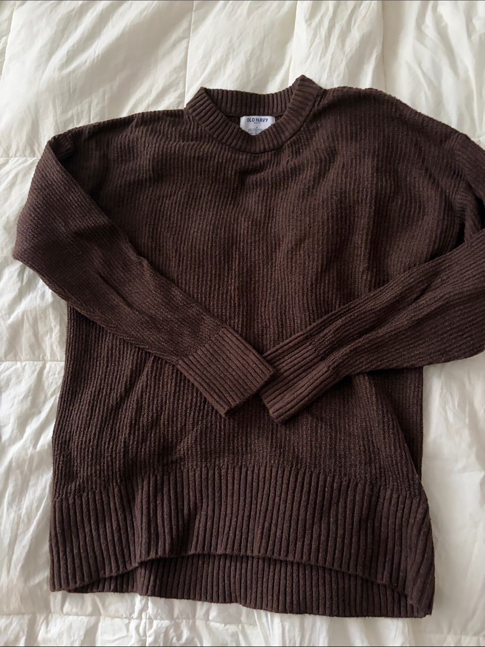 Old Navy Women’s Chocolate Brown Ribbed Crewneck Sweater